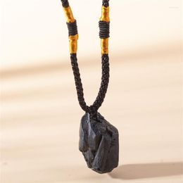 Pendant Necklaces Fashion Natural Black Tourmaline Stone Necklace Original Ore Specimen For Men Jewellery Accessories Gift
