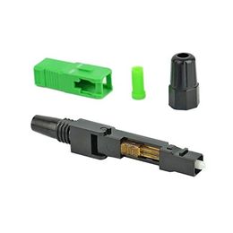 Embedded SC APC + SC UPC Fibre Optic Fast Connector Single Mode Fibre Optic Quick Connector Green Adapter Field Assembly 20pcs