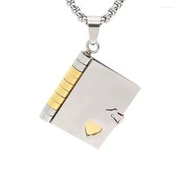 Pendant Necklaces Stainless Steel Blank Book Locket Necklace For Women Men DIY Personality Couple Clavicle Chain Jewellery