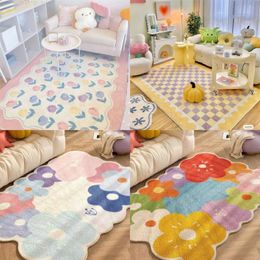 Carpet Retro Ins Simple Creative Rustic Flowers Living Room Modern Coffee Table Blanket Home Sofa Bedroom Floor Mats 230710