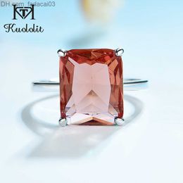 Wedding Rings Kuololit Diaspore Sultanite Gem Ring Women's Authentic 925 Sterling Silver Jade Cut Engagement Promise Exquisite Jewellery Z230712