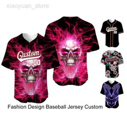 Men's Jackets Fashion Black Skull Baseball Jersey For Men Shirt Custom Design Baseball Uniform Softball Sublimation Blanks T-shirt Training HKD230710