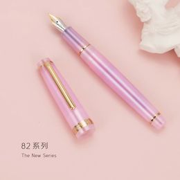 Fountain Pens Luxury Jinhao 82 Pen Transparency Acrylic Spin Golden EF F Nib Business Office School Supplies Writing Ink 230707