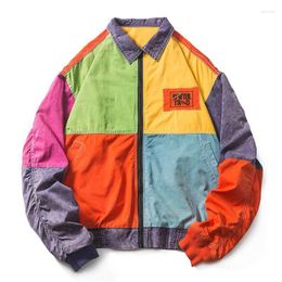 Men's Jackets Fashion Oversized Hip Hop Jacket Hi Street Patched Coat Boyfriend Style Outerwear Pattchwork Y2K Tops