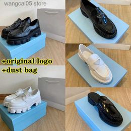 Dress Shoes Designer Women Monolith Casual Shoes Thick Bottom Gear Triangle P Loafers Black Cloudbust Genuine Leather Shoe Increase Platform Sneakers 35-41 T230710