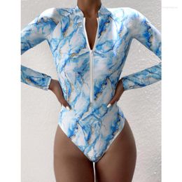 Women's Swimwear Summer Zipper One Piece Swimsuit Long Sleeve Sports Swimming Bathing Suit Beach Bather Surfing Swim Wear 2023