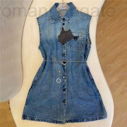 Plus size Dresses designer Denim Vest For Women Design Metal Badge Jacket Coat Sleeveless Dress Summer Clothes HQSD