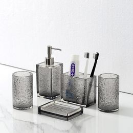 Toothbrush Holders Transparent Resin Bathroom Toiletries Set Portable el Soap Dispenser Holder Dish Tray Accessories 230710