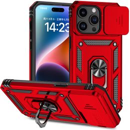 Military Grade Rugged Heavy Duty Cases Slide Camera Ring Stand For iPhone 15 14 13 12 11 Pro Max Samsung S23 Ultra A14 A24 A34 A54 A04S A04 A13 A33 A53 RedMi 12C 11A