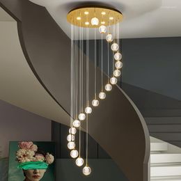 Pendant Lamps Modern Ceiling LED Chandelier For Villa Living Room Acrylic Light Loft Stairs Long Hanging Lamp Drop Design Indoor Lighting
