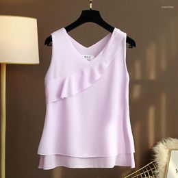 Women's Blouses Arrival Brand Camisole Women Summer Chiffon Sleeveless Top Western Style V-Neck Loose Outer Wear Womens Casual Shirt Blusas