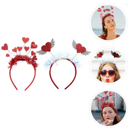 Bandanas 2pcs Heart Headbands Valentines Day Red Sequin Boppers Party Antenna Headband Wedding Loop Hair