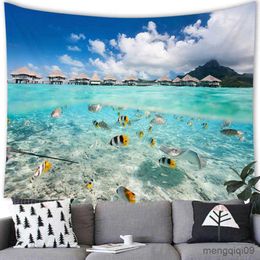 Tapestries Sea Style Tapestry Wall Hanging Marine Life Home Decorations Background Tropical Fish Hanging Curtain Bedroom Living Room R230710