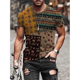 Men's T-Shirts Summer Men T-Shirt Tee Tribal Print Vintage Tops O Neck Holiday Harajuku Shirt Short Sleeve Casual Male Funny Clothing Camiseta 230710