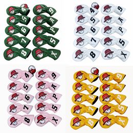 Other Golf Products 10Pcsset 5 Colours Fisherman PU Golf Iron Covers Set Golf Club Head Cover Golf 456789PASX Golf Accessory 230707