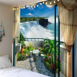 Tapestries Scenery Curtains On The Balcony Wall Tapestries Art Decorative Blankets Curtains Hanging Home Bedroom Living Room Decoration