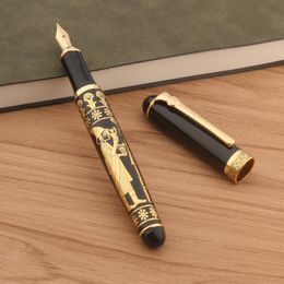 Fountain Pens Luxury Metal 650 Pen relief Sculpture Egyptian Pharaoh Business Stationery Office Supplies Golden Ink 230707