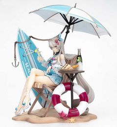 Action Toy Figures 24CM Anime Figure Kiana Impact Blue Swimsuit Scene Model Dolls Toy Gift Collect Boxed Ornaments Material