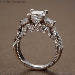 Wedding Rings Vintage Princess Cutting Lab Diamond Ring 925 Sterling Silver Engagement Wedding ring Female Bride Exquisite Party Jewellery Z230712