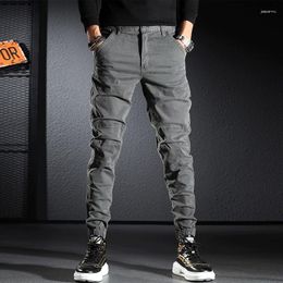 Men's Jeans Fashion Streetwear Men Elastic Spliced Designer Stretch Casual Cargo Pants Hombre Korean Style Hip Hop Joggers Overall