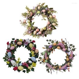 Decorative Flowers Easter Wreath Colorful Eggs Decoration Spring Wreaths For Front Door Kids Gifts Supplies Home Decor
