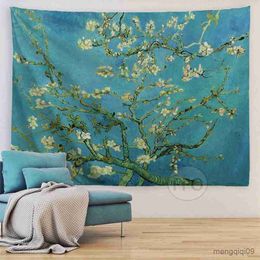 Tapestries Van Gogh Almond Blossom Tapestry Oil Painting Floral Nature Landscape Wall Decor Tapestry Aesthetic Room Decoration Bedspread R230710