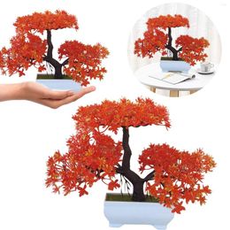 Decorative Flowers Creative Green Artificial Tree Bonsai In Pot Plastic Fall Pick With Vase