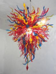 Modern Multi Colour Chandelier Lamp Artistic Designer Hanging Light Hand Blown Glass Home Indoor Fixture Dining Room