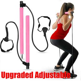 Resistance Bands New Upgraded Adjustable Pilates Bar Kit Home Gym Equipment Strength Training Fitness Yoga Toning Stick Bar with Resistance Bands HKD230710