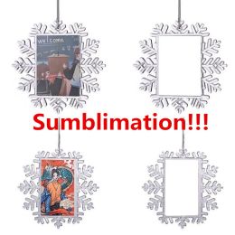 DHL Sublimation Blank Christmas Pendants Ornaments Thermal Transfer Printing Snowflake Shape Charms For Xmas Decoration