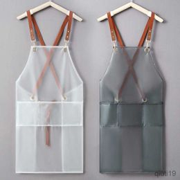 Kitchen Apron New Apron Waterproof And Strap Fashionable Overalls Household Kitchen Cooking Women's Work Clothes R230710