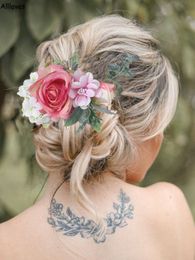 Beautiful Rose Haircomb For Bride Artificial Flowers Wedding Bridal Headpieces Hair Decorations White Blush Pink Trendy Hairclips Women Accessories CL2596