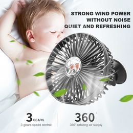 Electric Fans 12V/24V Mini Electric Car Fan Low Noise Summer Auto Air Conditioner 360 Degree Rotating Cooling Fan Car Cooler Seat Ventilador