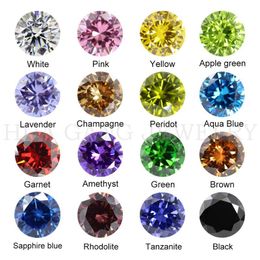 Suits 5a Qaulity 1.0~3.0mm Various 20 Colours Loose Cubic Zirconia Stones Round Brilliant Cut Loose Cz Synthetic Gem for Woman Jewellery