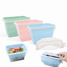 Silicone Foldable Lunch Boxes Food Grade BPA Free Microwave Sealed Fruit Container Storage Box