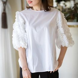 Women's Blouses Chic Edible Tree Half Sleeve Blusas Mujer Spring Summer High Quality Women Japanese White Casual Shirts Tops
