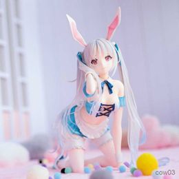Action Toy Figures 24CM Anime Figure Sky Blue Sexy Swimsuit Maid Dress Up Bunny Girl Lying Model Cartoon Model Toys for Children R230710