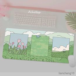 Mouse Pads Wrist Pink Green Plant rug Mouse Pad Computer mousepad Cute 70x30cm Big Gaming Gamer to Laptop Speed Keyboard Mouse Mat R230710