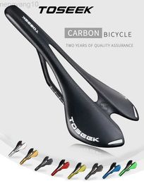 Bike Saddles Carbon Fiber Bicycle Saddle TOSEEK Full Road MTB Bike Matt Gloss 105G 7*9Carbon Rail 8Colour High Quality HKD230710