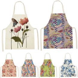 Kitchen Apron Plant Petal Style Apron Kids Cleaning Apron Flowers Printing Household Cleaning Living Room Home Custom Aprons R230710