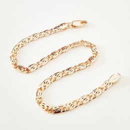 Chain Trendy Bracelet 585 Rose Gold Colour Jewellery 19CM Long Copper Wide Cuff Women Bracelets 230710