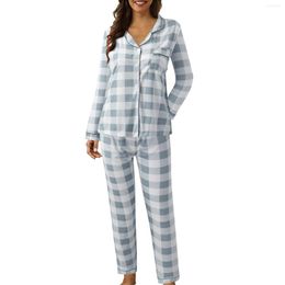 Women's Sleepwear Plaid Print Pajamas Spring Long Sleeve Trousers Two-piece Set Fashion Ladies Casual Homewear Suit Sexy Pjs Pijama