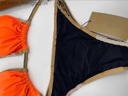 Women's Swimwear 2022 Luxury Gradient Home Textile Sexy Embroidery Bikini Set Brand Letters Swimwears Designer Metal Chain High Quality Ladies Z230712