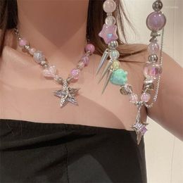 Chains Unique Star Necklace Colourful Dopamine Clavicle Chain Pendant Choker Jewellery Women Sweater