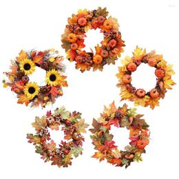 Decorative Flowers Halloween Pumpkin Wreath PVC Garland Decorations For Home Sun Flower Cane Thanksgiving Wall Decoration