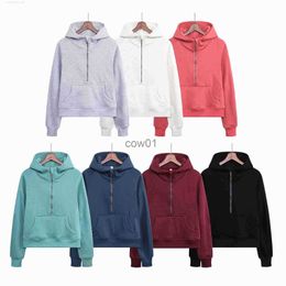 Mens Hoodies Sweatshirts 44VJ 2023 Lulus Yoga Sweatshirt Scuba Half Zip Hoody Hoodies Outdoor Leisure Lu Sweatshirts Gym Clothes Women Tops Workout Fitn J230710