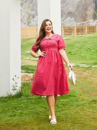 Plus Size Dresses Short Sleeve Women Summer Long Plaid Cute Evening Party Dress Elegant Bandage Maxi For 2023