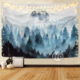 Tapestries Mountain Tapestry Wall Decor Nature Landscape Sunset Tapestry Meditation Aesthetic Room Decoration Throw R230710