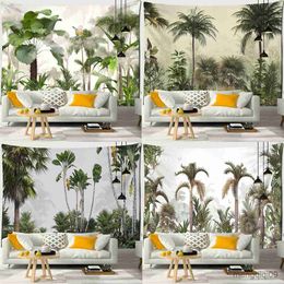 Tapestries Customizable Vintage Polyester Background Fabric Wall Hanging Mysterious Print Decorative Green Plant Tapestry R230710