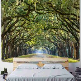 Tapestries Jungle Path Tapestry Wall Hanging Witchcraft Natural Scenery Home Decor R230710